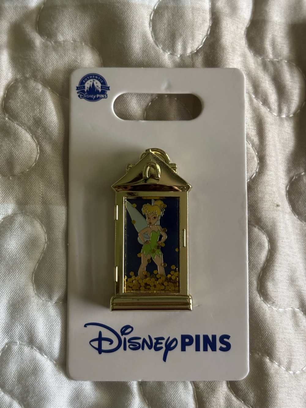 Authentic Disney Parks Peter Pan Tinker bell in Lantern Pin - Shakeable Glitter